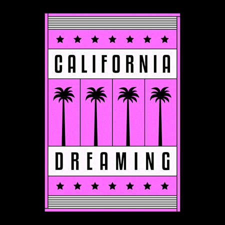 California dreaming. Retro print. Vintage grunge palms.のイラスト素材