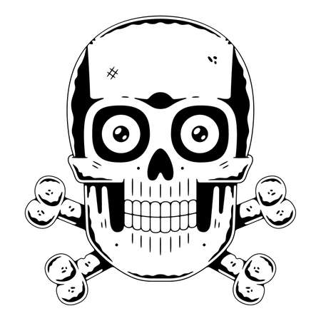 Funny skull. Modern . Skull with bones.のイラスト素材