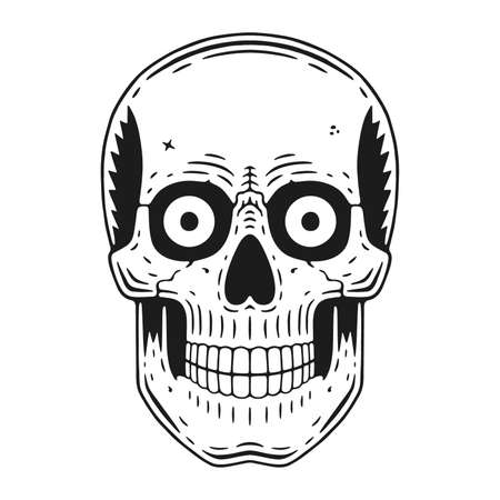 Funny skull. Modern logo. Retro skull dude.のイラスト素材