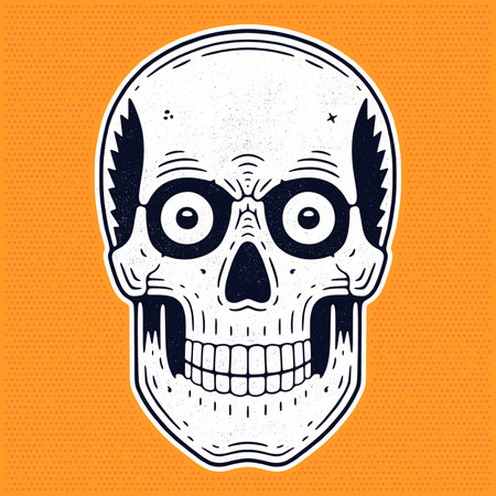 Funny skull. Modern . Retro skull dude vintage skeleton.のイラスト素材