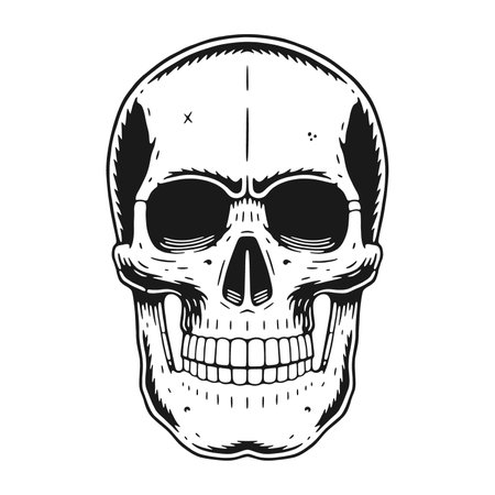 Skull graphic. Retro illustration in a vintage engraving woodcut style.のイラスト素材