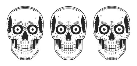 Funny skull. Modern  . Retro skull dude vintage skeleton.のイラスト素材