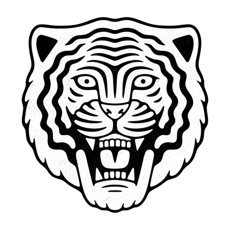 Angry tiger head. Retro mascot logo. Vector illustrationのイラスト素材