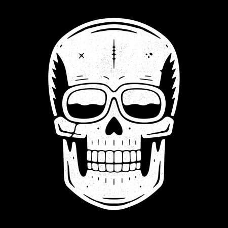 Funny engraved skull. Modern logo. Retro skull dude Vintage skeleton.のイラスト素材