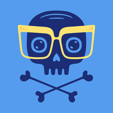 Funny skull. Modern logo. Retro skull dude Vintage skeleton.のイラスト素材