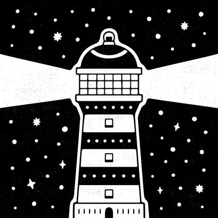 Lighthouse retro print. Vintage emblem. Vector illustrationのイラスト素材