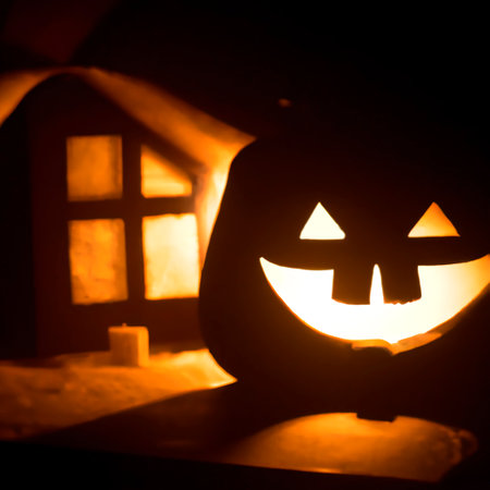 Halloween decorations glow in the darkの写真素材