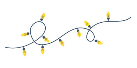 New Year garland, Christmas decorations vector illustration. Street decorations, room and tree decoration.のイラスト素材