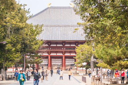 Nara, Japan - February 26, 2014 - Last gate to Todai ji Temple in Nara, Japanのeditorial素材
