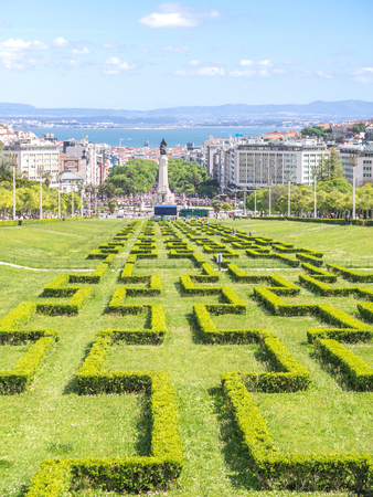 Lisbon, Portugal - April 25, 2014: View of the city of LIsbon from the Eduardo VII parkのeditorial素材
