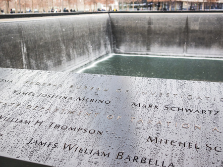 NEW YORK, USA - JANUARY 6, 2015 - The names of those died during the attack to the WTC.