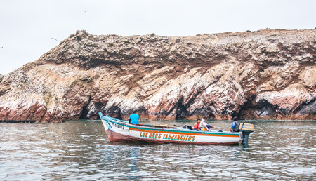 Paracas - Peru, October 15, 2014: View of a fishing boat in Paracas national park.のeditorial素材