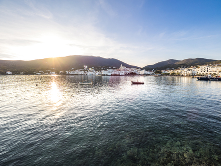 Cadaques, Spain - November 12, 2016: View of the sunset in the village of Cadaques in the...