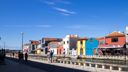 Aveiro, Portugal - July 9, 2017: View of the traditional colored buildings in the city of Aveiroのeditorial素材