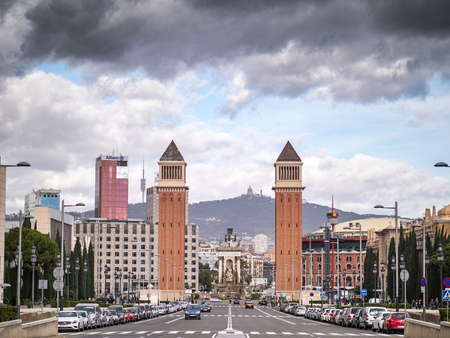 Barcelona, Spain - February 4, 2017: View of the Venetian towers in Barcelona downtownのeditorial素材