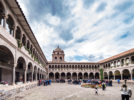 Cusco, Peru - January 3, 2017. View of the main square in the Qorikancha temple in downtown Cuscoのeditorial素材