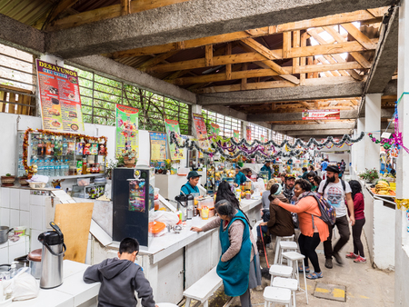 Cusco, Peru - January 3, 2017. View of the different juice stores in the Cusco marketのeditorial素材