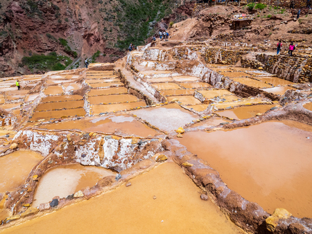 Views of the Salinas (salt ponds) of Maras, near Cusco, Peruの写真素材