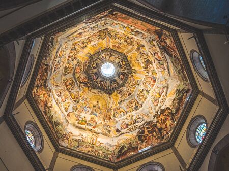 Firenze, Italy - May 29, 2017 - Painted Ceiling of Santa Marie del Fiore cathedralのeditorial素材