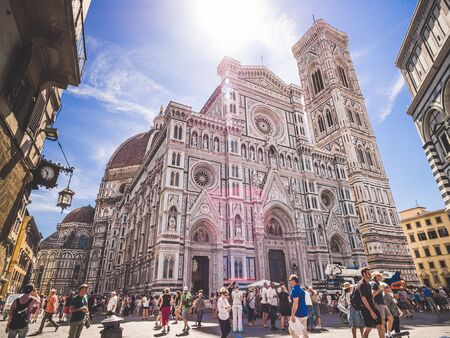 Firenze, Italy - May 29, 2017 - View of the tourists in front of Santa Maria del Fiore cathedralのeditorial素材