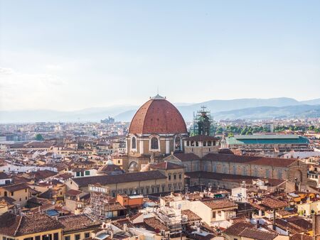 Firenze, Italy - May 26, 2017 - Views of the Basilica di San Lorenzo church and the Cappelle Medicee from Santa Maria del Fiore cathedralのeditorial素材