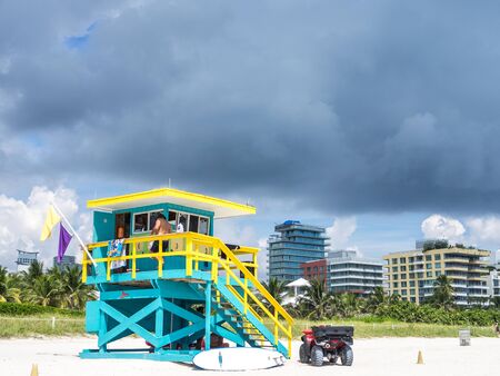 Rescue towers in Miami Beachのeditorial素材