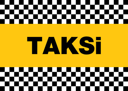 Written black and white checkered cab on yellow floorのイラスト素材