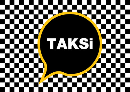Taxi writing on black checkered floorのイラスト素材