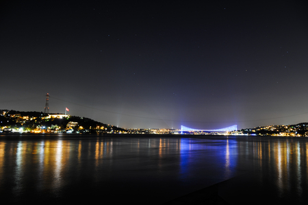 Istanbul Bosphorus Bridge, night, Istanbulの写真素材