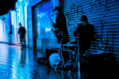 Street musicians, drum and saxophone. Taksim Istanbul.