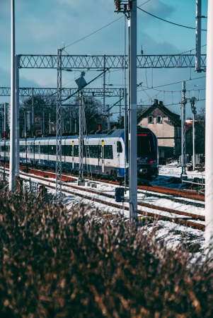 Train ride, railroad ride on a sunny dayの写真素材