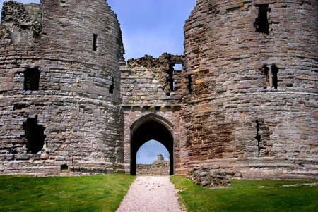 View of Dunstanburgh Castle, Northumberland, Englandの写真素材