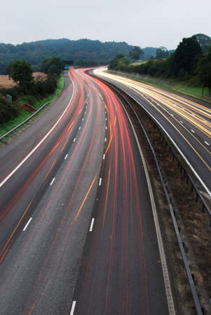 White and red light trails from long exposure photo off M6の写真素材