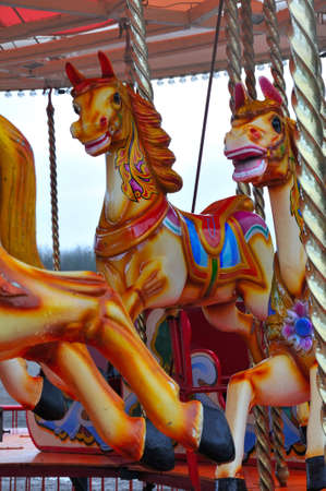 Horses on a carouselの写真素材