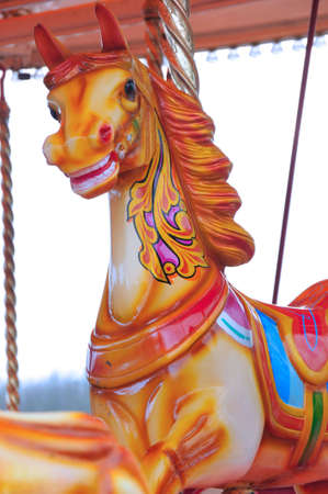 Horses on a carouselの写真素材
