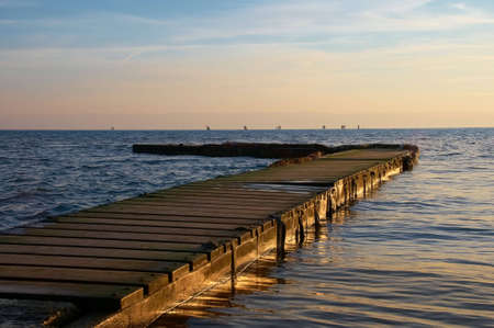 West Kirby, The Wirral, Merseyside, England, UK at sunset.West Kirby is a town located on the north west corner of the coast of the Wirral Peninsula, Merseyside, England. West Kirby is also situated at the mouth of the River Dee across from the Point ofの写真素材