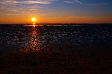 West Kirby, The Wirral, Merseyside, England, UK at sunset.West Kirby is a town located on the north west corner of the coast of the Wirral Peninsula, Merseyside, England. West Kirby is also situated at the mouth of the River Dee across from the Point ofの写真素材