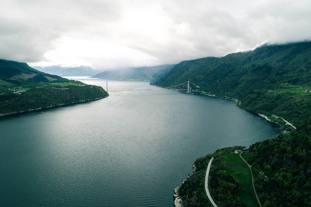 Aerial view of River in Norwayのeditorial素材
