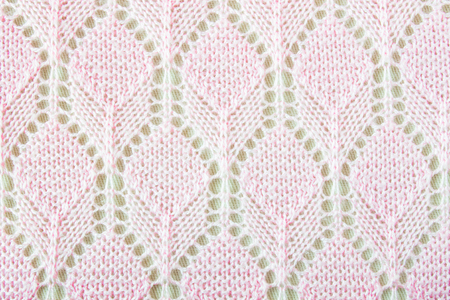 Pink crochet cloth texture background. Vintage pattern style for love or sweet design.の写真素材