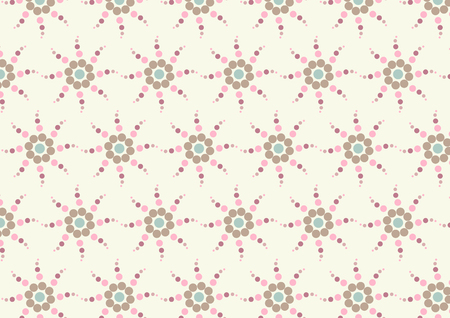 Pink and Brown circle flower pattern on pastel color. Sweet and vintage style for design.のイラスト素材