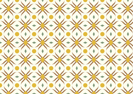 Brown modern and sweet blossom and rhomboid and circle pattern on pastel background. Vintage and modern bloom pattern style for classic or retro designのイラスト素材