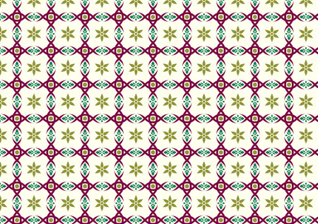 Dark Purple Vintage blossom and tribal and circle and leaves pattern on light yellow background. Classic bloom and tribal seamless pattern style for old designのイラスト素材
