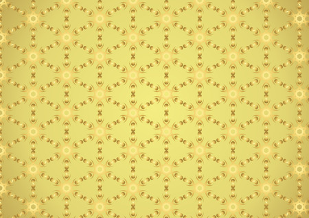 Gold spiral and tribal or roots pattern on pastel background. Vintage and modern flower pattern for retro or abstract designのイラスト素材