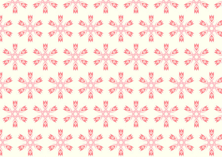 Red vintage bloom and tribal or roots shape pattern on light yellow background. Retro and modern...