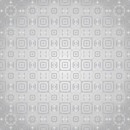 Silver geometric rounded corner rectangle and square and flower and circle and line pattern on pastel background. Sweet modern abstract seamless pattern for abstract or graphic designのイラスト素材