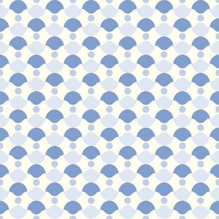 Blue curve cup and circle pattern on pastel background. Retro and classic seamless pattern style for modern or graphic design.のイラスト素材