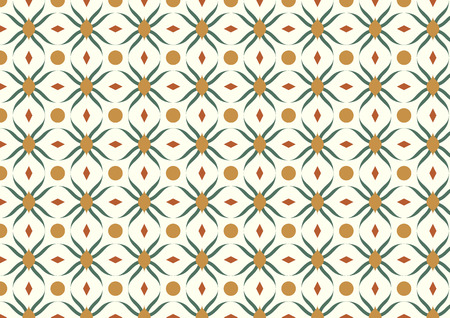 Dark green modern and sweet blossom and rhomboid and circle pattern on pastel background. Vintage and modern bloom pattern style for classic or retro designのイラスト素材