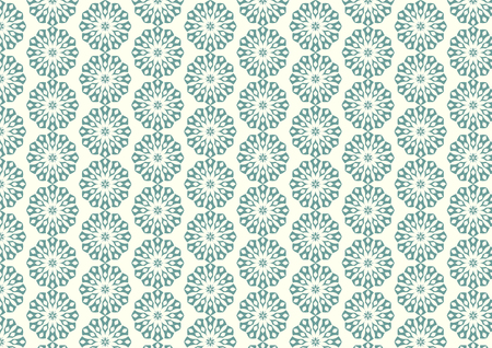 Dark Green Vintage blossom and modern shape pattern on pastel background. Classic bloom pattern style for designのイラスト素材