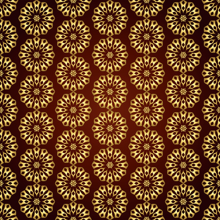 Gold Vintage blossom and modern shape pattern on pastel background. Classic bloom pattern style for designのイラスト素材