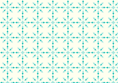 Turquoise retro blossom and circle and modern arrow pattern on pastel background. Modern and vintage bloom pattern style for classic designのイラスト素材